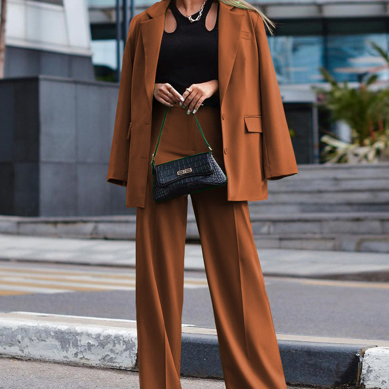 GraceChic LN1009 In Stock 2023 Autumn Winter New Solid Color Long Sleeve Women's Street Style Casual Suit Two-Piece Set_voghion.com