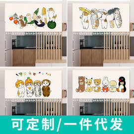 厨房柜帘ins风橱柜鞋柜遮挡帘免打孔自粘柜子布艺门帘防尘隔断帘