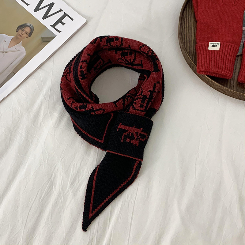 Tejedido lana cruzada bufandas mujeres otoño invierno estilo coreano de protección de cuello universal decoración cálida toallas de orejas perezosas bufandas pequeñas