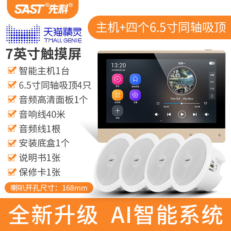 [내장 Tmall Elf] 호스트 + 서브우퍼 동축 천장 스피커 4개