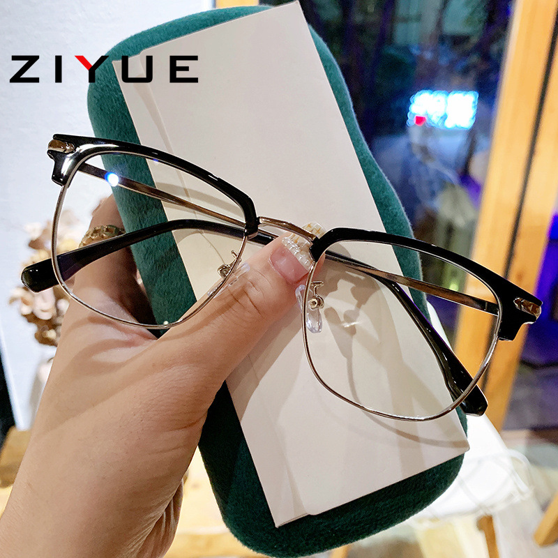 Anti-blue light glasses men's fashionable Ruffian handsome myopia half-frame Tech men's fashionable brand eye frame frame non-Power flat mirror