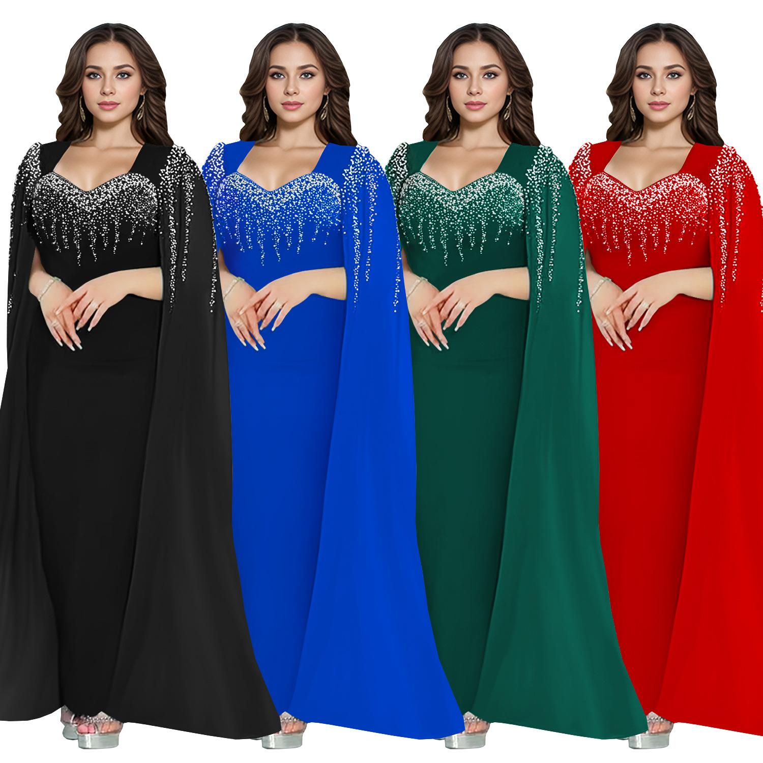 Vestido de noche elegante con pedrería para mujer, estilo europeo y americano, de moda, para AliExpress y Amazon, modelo C7305, transfronterizo.