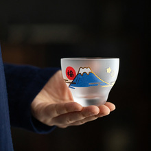 日式创意雪花磨砂玻璃酒杯礼物玻璃茶烧酒清酒杯子招福杯