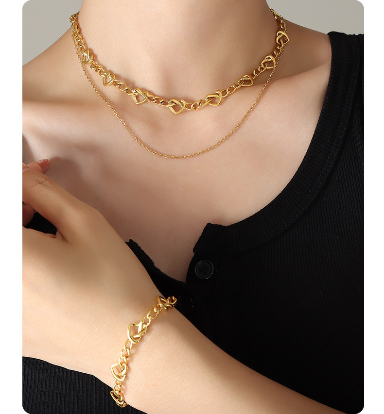 Fashion Pentagram Heart Shape Titanium Steel Plating Womenu0027S Bracelets Necklace