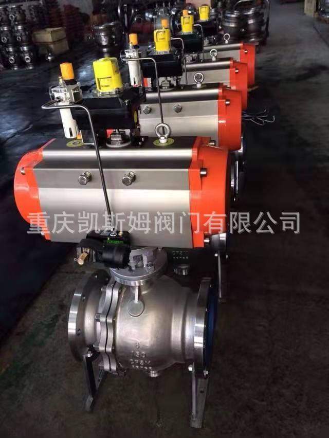 优惠供应气动不锈钢法兰球阀 Q641F-16P气动304铸钢防爆切断球阀