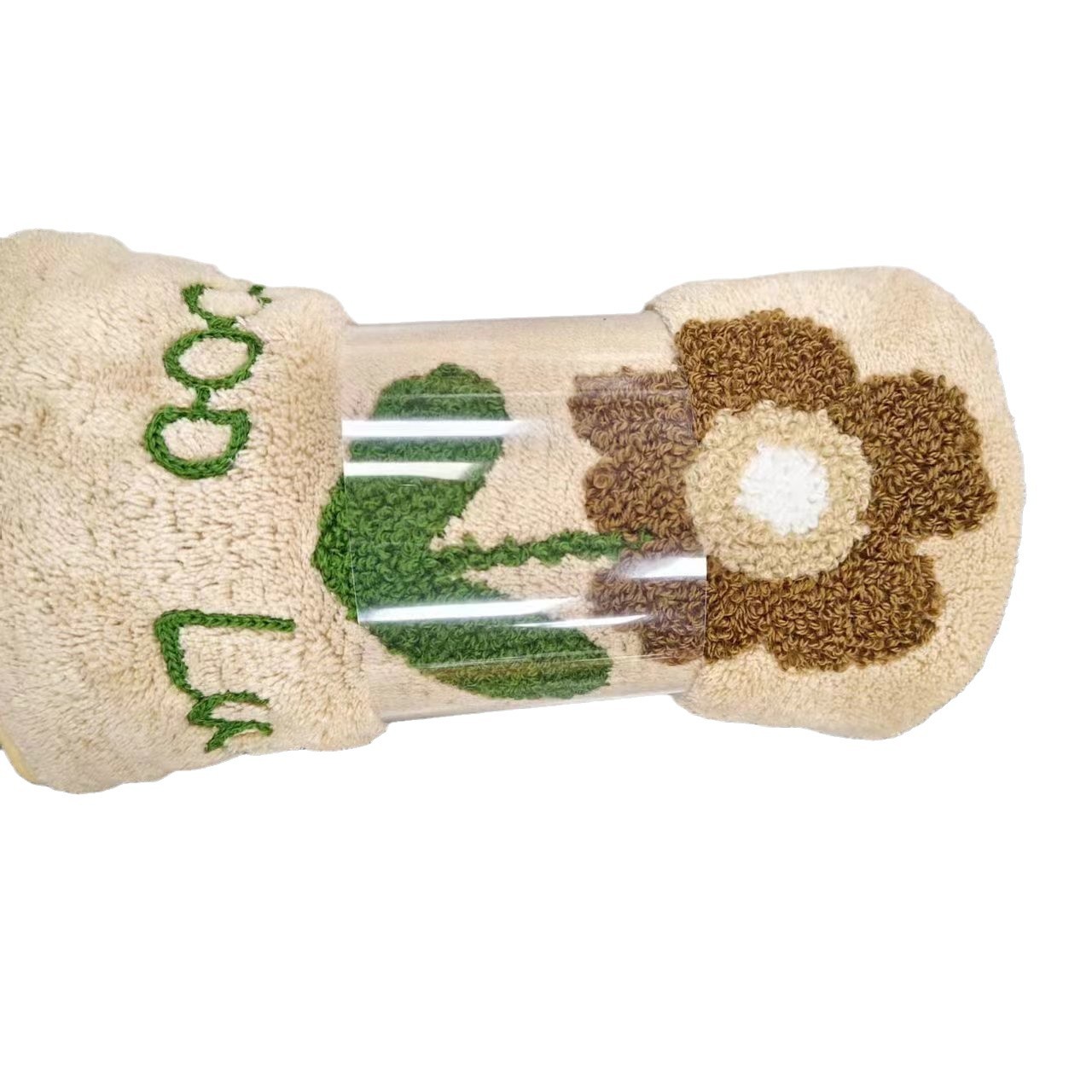 Blommig ansiktshandduk i koralfleece extra absorberande_voghion.com