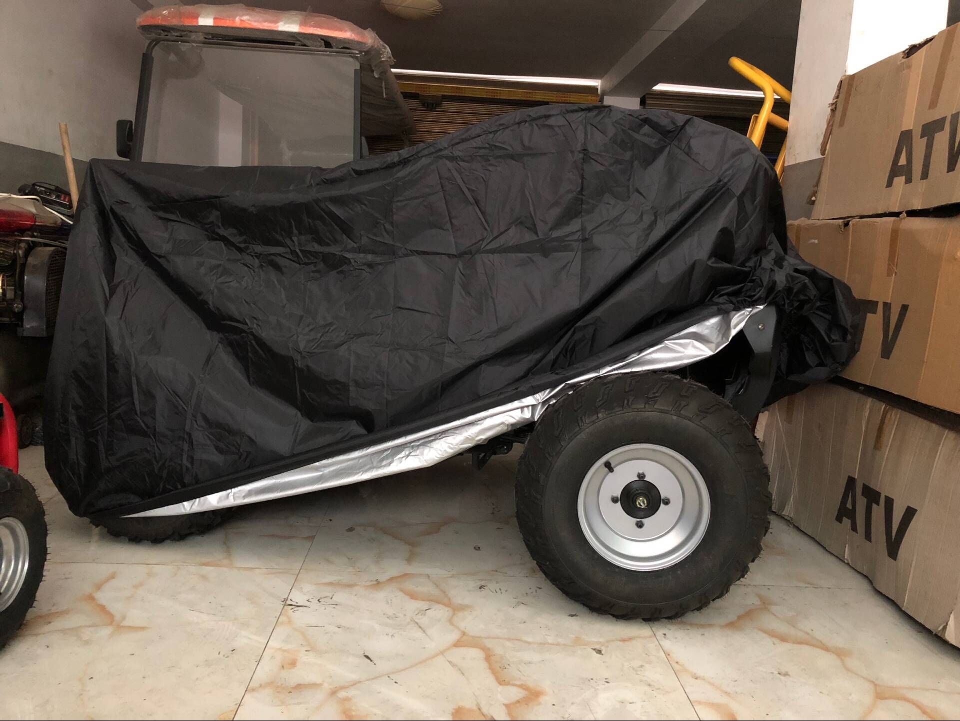 190t Polyester Taffeta Beach Vehicle Cover, All-Terrain Atv Cover, Sun Protection and Rain Protection, Black/Camouflage/Silver