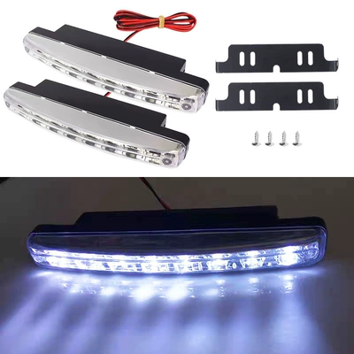 Universal Waterproof 8 Led Daytime Running Lights New Super Bright Daytime Running Lights Invisible Modified Car Exterior Lights Hot Model (Gündüz işıqları) - small-8-lights-one-pair
