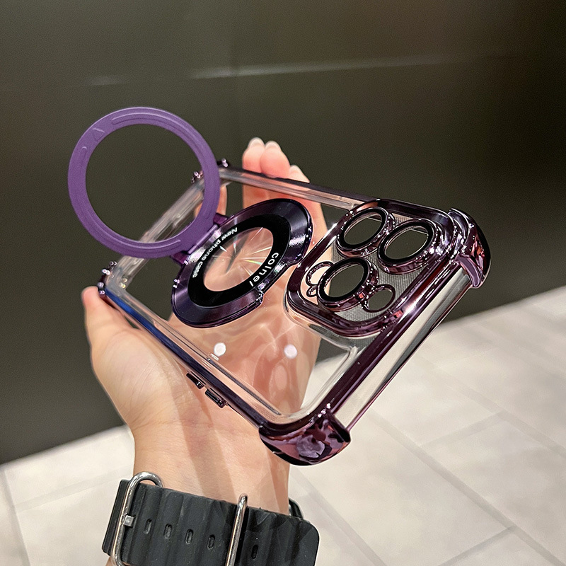IPhone16メッキスタンド磁気吸引宇宙ケースリンゴ13promax全包携帯ケース15保護カバーを適用|undefined