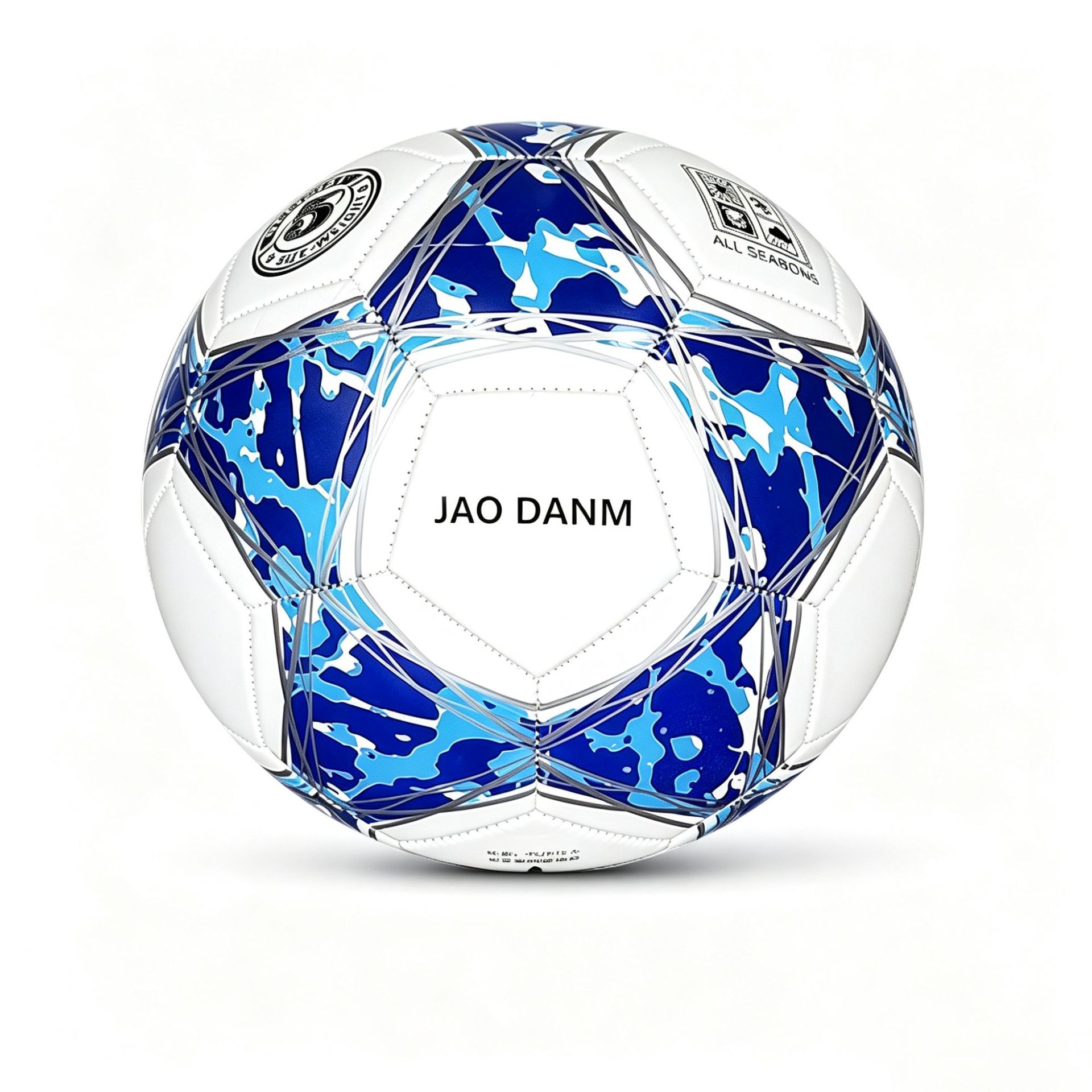 Balón de fútbol de PVC blanco y azul (balón de juego) / Balón número 5 (para fútbol de 11 jugadores)