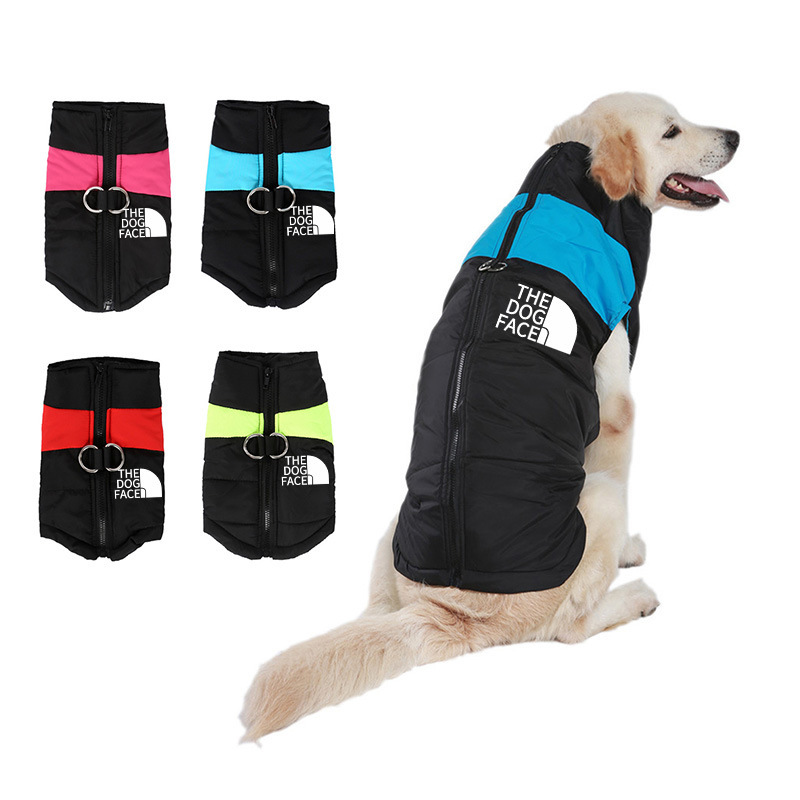 Waterproof Dog Clothes Pet Jacket Winter Warm Vest Thickened Zipper Jacket Dog Clothes Small and Medium Size Large Dog