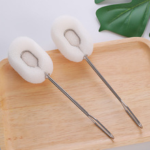 新款创意长柄刷海绵杯刷仿丝瓜络不锈钢清洁刷宝宝奶瓶可替换刷头