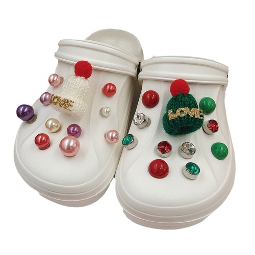 New original Christmas series Crocs accessories Removable shoe buckles Shoe flower accessories Christmas hats Beads accessories