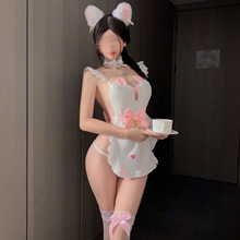 西诗情趣内衣性感镂空露背木耳花边蝴蝶结铃铛连衣裙女仆制服qqny