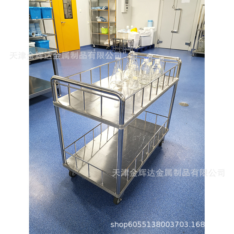 天津供应304不锈钢双层手推车,304不锈钢平板推车,手推车