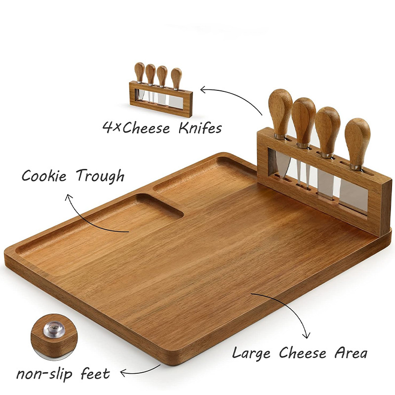 Tabla de cortar de queso de madera, vajilla de comida occidental, pan, tabla de cortar de frutas, tabla de queso, juego de cuchillos, tabla de cortar de queso