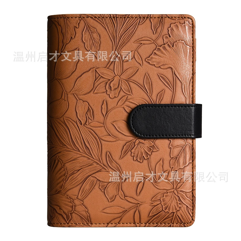 профили embossed macaron binder A6 notebook customized leather shell binder cash budget planning book
