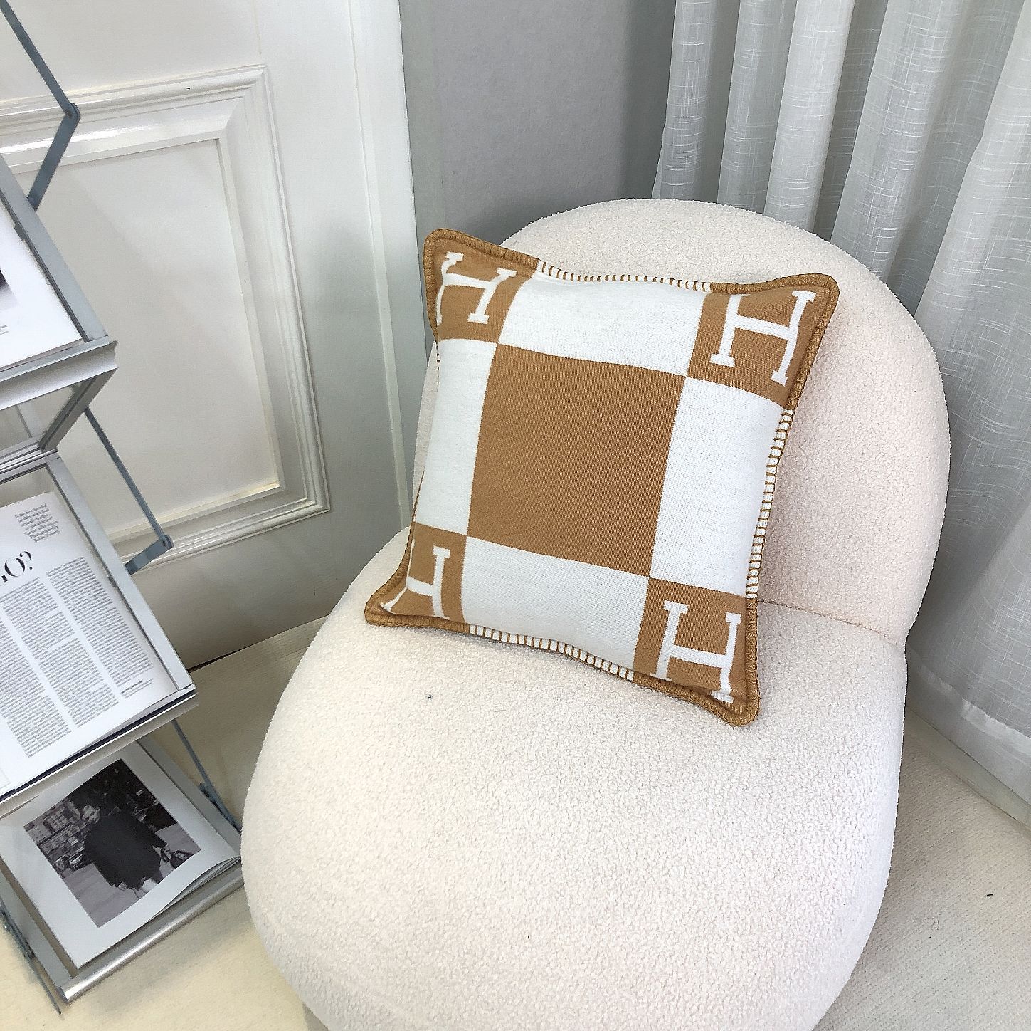 Amazon H 枕北欧モデルルーム昼休みソファクッション車の腰サポート背もたれクッションニット枕カバー