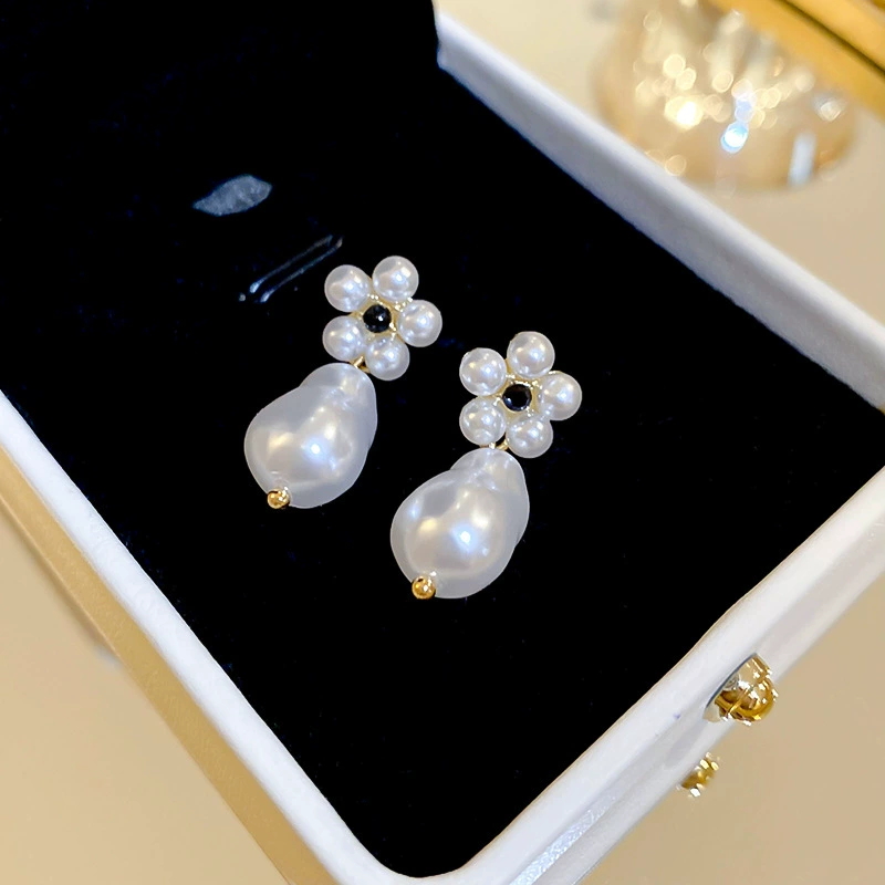 Серебряная игла, ретро универсальные серьги из жемчуга, французский ретро стиль, легкий роскошный стиль, высококачественный стиль