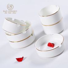 陶瓷烟灰缸酒店宾馆客房酒吧圆形烟盅家用饭店烟缸批发logo钉制