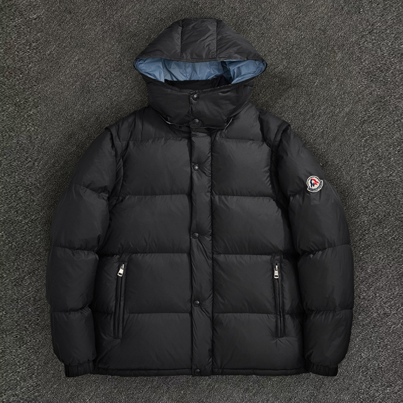 2025 Winter New down Jacket Men's Casual Sports down Jacket Detachable down Jacket Black Light Blue Spot
