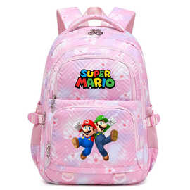 01超级马里奥印花多隔层初高中书包可爱轻便女生背包青少年