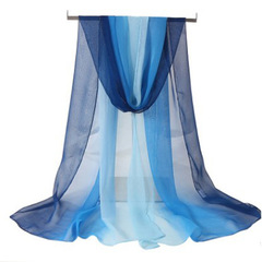 Model Runway Silk Scarf Pure Gradient Thin Scarf Summer Sun Protection Shawl Georgette Fabric Figure Ethic Dance Scarf