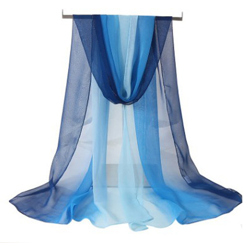 Model Runway Silk Scarf Pure Gradient Thin Scarf Summer Sun Protection Shawl Georgette Fabric Figure Ethic Dance Scarf