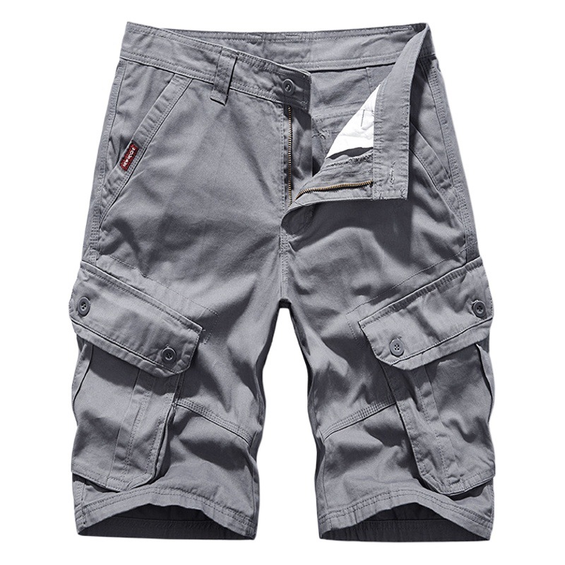 2020 verano moda color sólido overoles pantalones cortos sueltos de los hombres pantalones casuales rectos de los hombres todo partido de seis puntos Pantalones deportivos