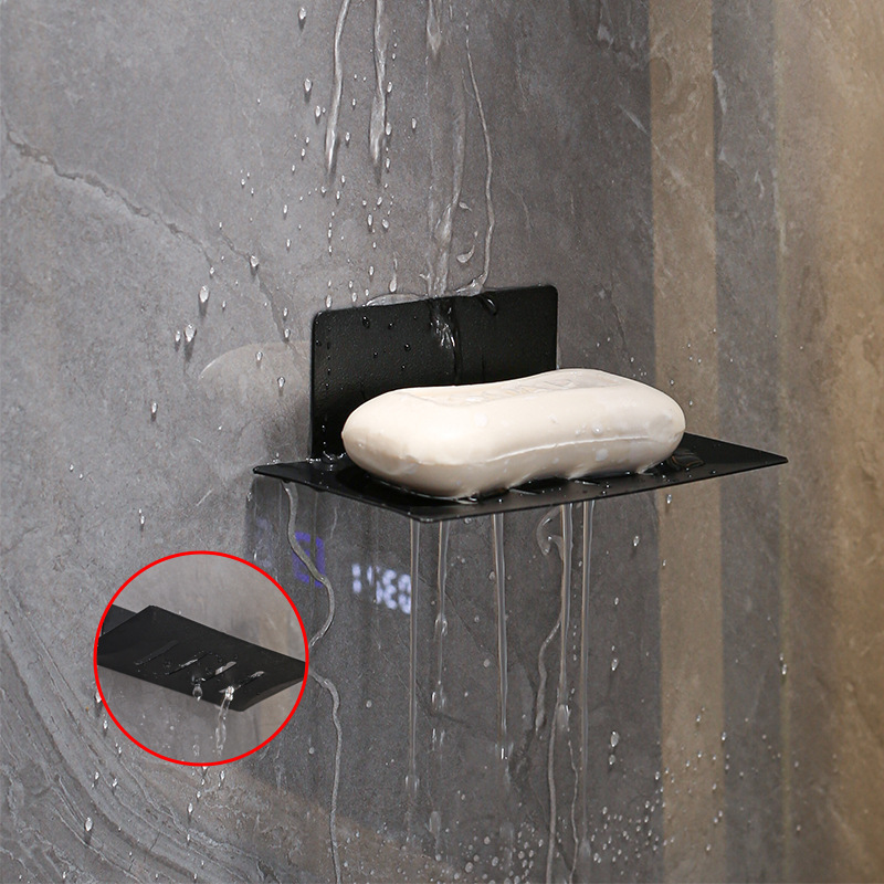 Caja de jabón transfronteriza de Amazon sin perforar plato de jabón de drenaje montado en la pared baño caja de almacenamiento de jabón doméstico