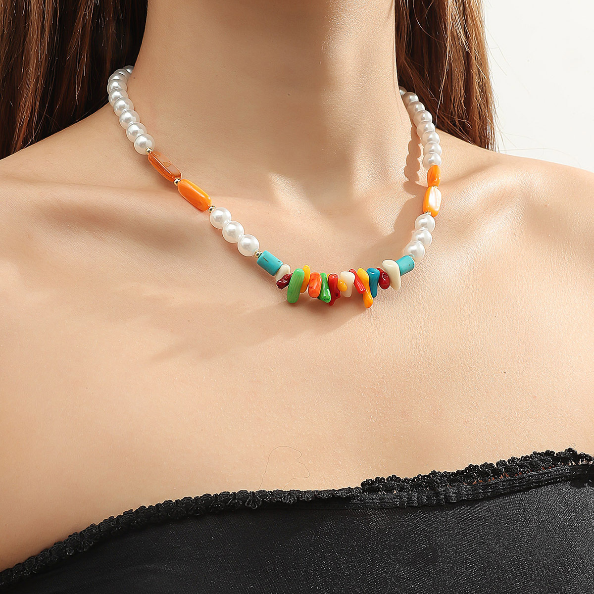 necklace for women, high end color beaded necklace for women, niche design, light luxury ins coral necklace_voghion.com