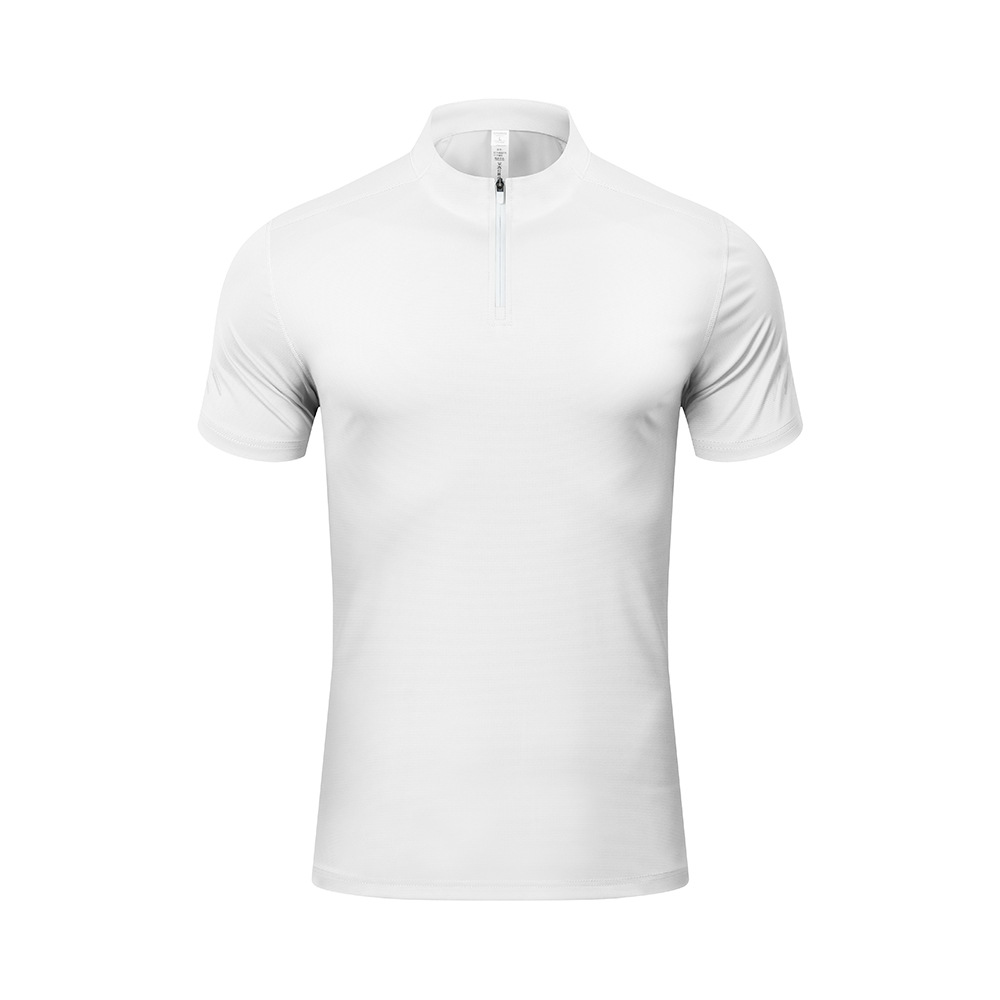 Camiseta para hombre al aire libre verano de secado rápido transpirable casual cuello alto polo de manga corta deportiva media cremallera ropa de secado rápido para hombre