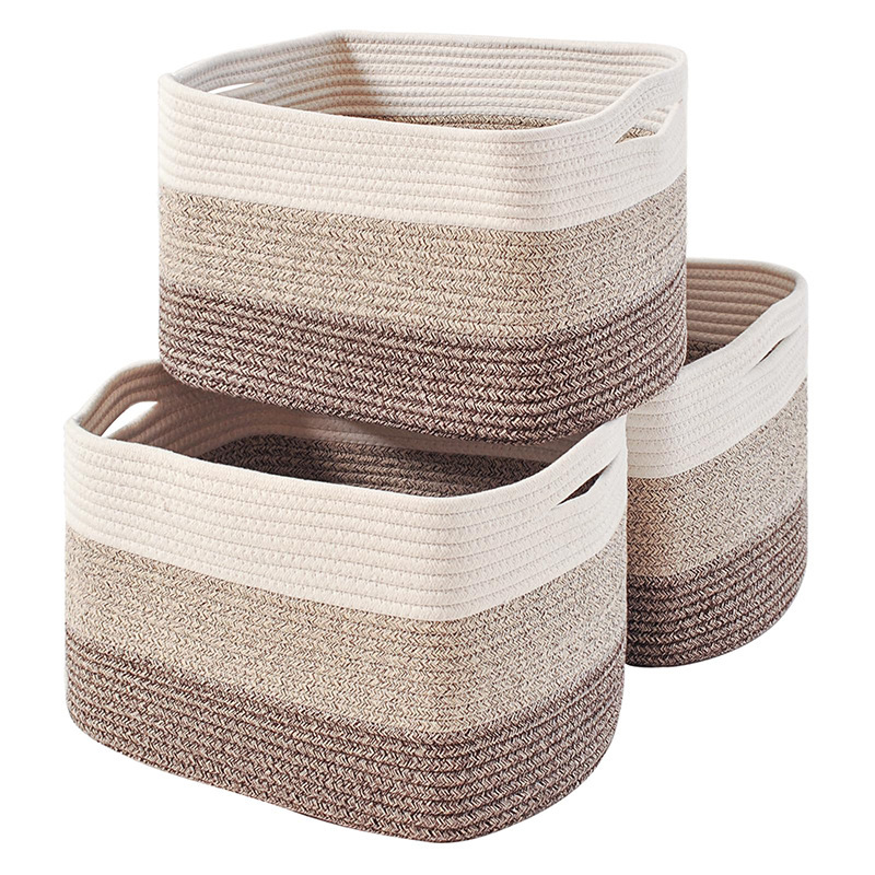 Rectangular Storage Basket Cross-Border Best-Selling Woven Storage Basket Square Cut Out Handle Dirty Clothes Basket Toy Storage Basket