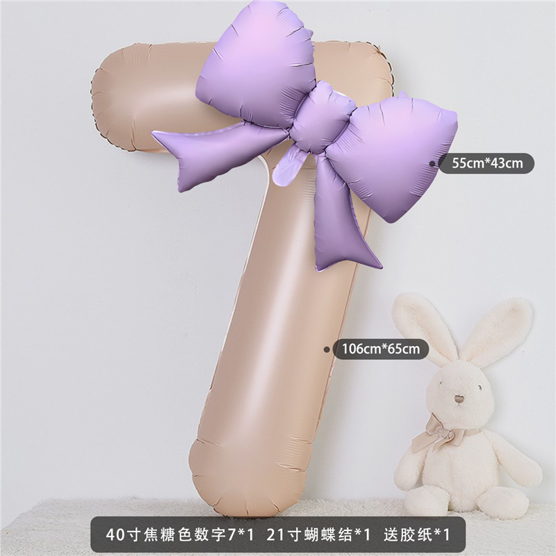生日数字气球蝴蝶结装饰拍照道具奶油ins女孩儿童宝宝周岁仪式感|undefined