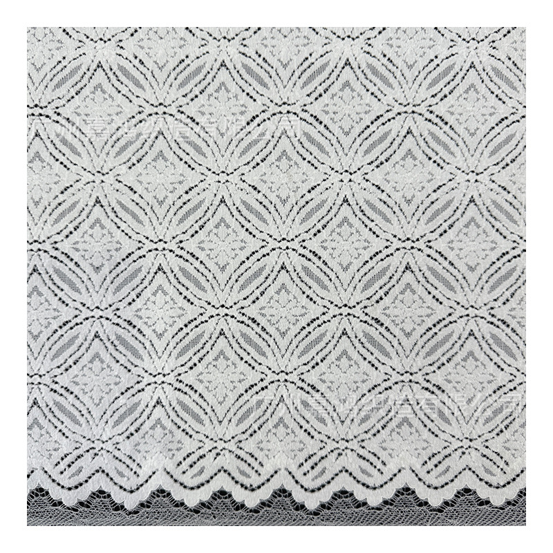 Nueva tela de encaje de chenilla, encaje elástico de nailon con estampado de monedas, tela de encaje cálida para capa base.