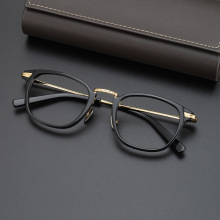 手工纯钛日本文艺复古方框可配高度数近视男女小脸板材眼镜框架