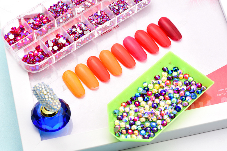 12格盒装平底钻diy美甲钻玻璃平底钻水钻批发 (1)