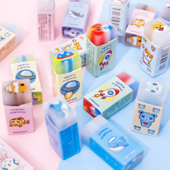 Cartoon Sandwich Eraser Student Stationery Prizes Wholesale Cute Marine Animal Art Cuttable Painting Eraser