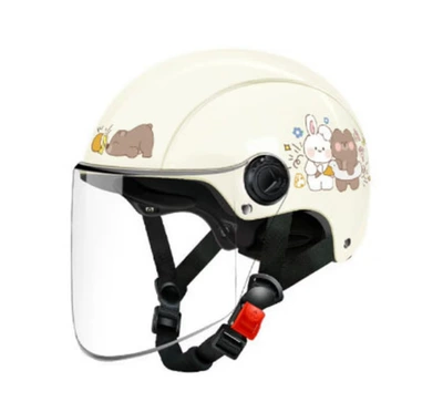 Motosiklet kaskı (dəbilqə) | Protection Half Helmet Four-Season Universal - 3c-cheese-bear-transparent-long-mirror-free-size