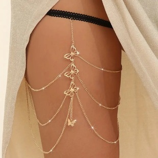 Cross-border Europe and the United States hot leg chain exaggerated sexy lace elastic rope butterfly pendant fashion personality high-end accessories
