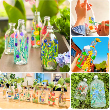 儿童手工DIY手绘玻璃瓶材料包彩绘涂鸦创意画画花瓶幸运星瓶子