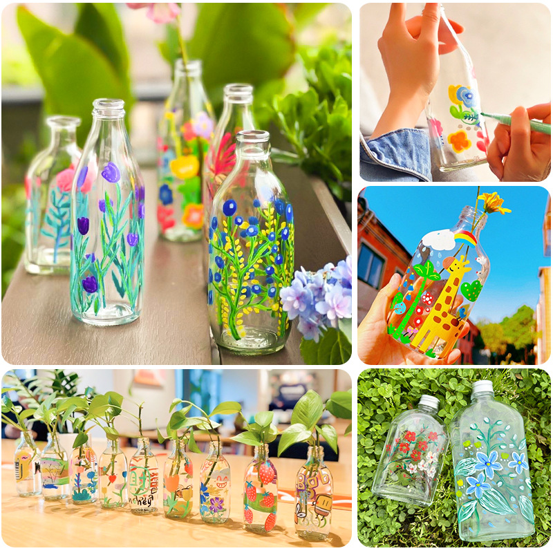 儿童手工DIY手绘玻璃瓶材料包彩绘涂鸦创意画画花瓶幸运星瓶子