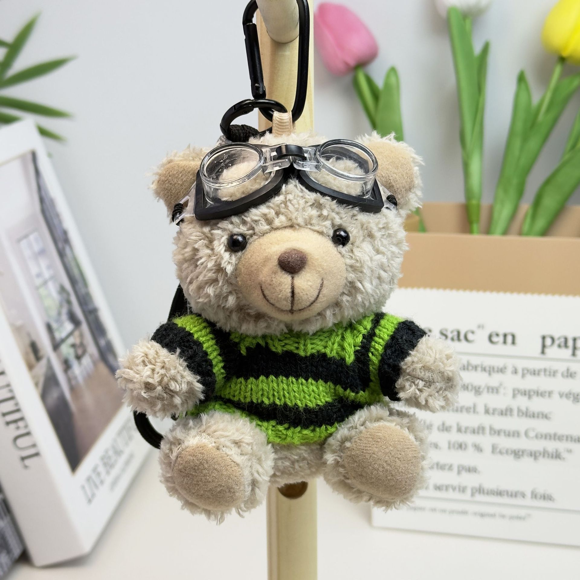 Suéter Teddy Bear Keychain bolsas colgantes muñecas de peluche creativas lindas gafas piloto Teddy Bear