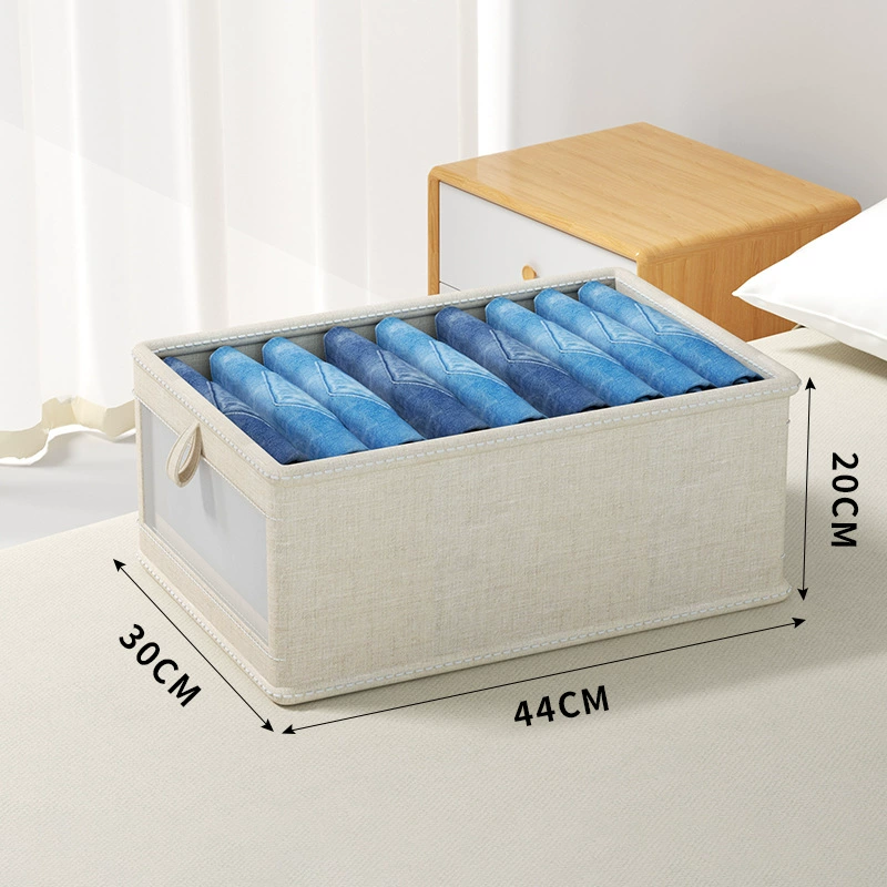 Foldable Storage Box, Cotton‑Linen Organizer, Beige, 40×28×17 cm (Stackable)