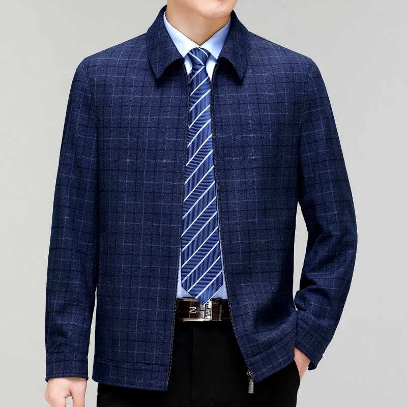 2026 Spring and Autumn High-End Wool Casual Jacket for Men, Middle-Aged and Elderly Dad's Woolen Coat, Business Lapel Jacket
