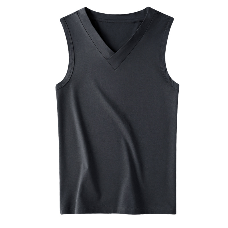 2026 High Quality New V-neck Men's Sleeveless Camisole Solid Color Vest For Summer Slim Fit Sports Outerwear Trend Top_viptrois.com