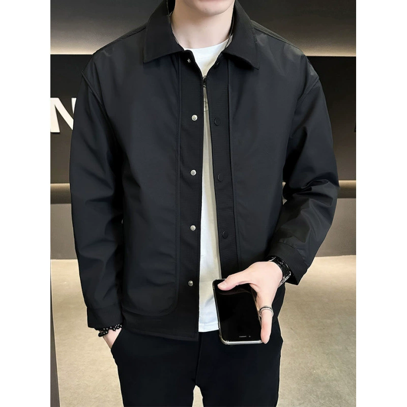 Пальто мужская весна осень 2025 новый прилив повседневная ранняя весна тонкий топ с отворотом рубашка свободный куртка