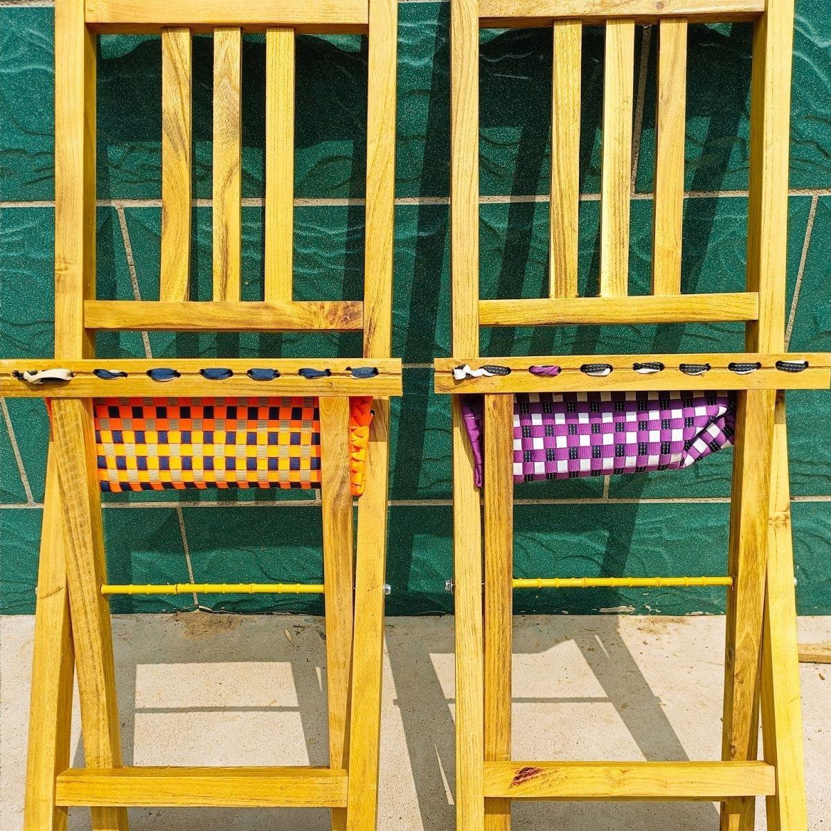 Simple Modern Solid Wood Folding Chair with Backrest Design, Portable Adult Wooden Stool with Strong Load-Bearing Capacity