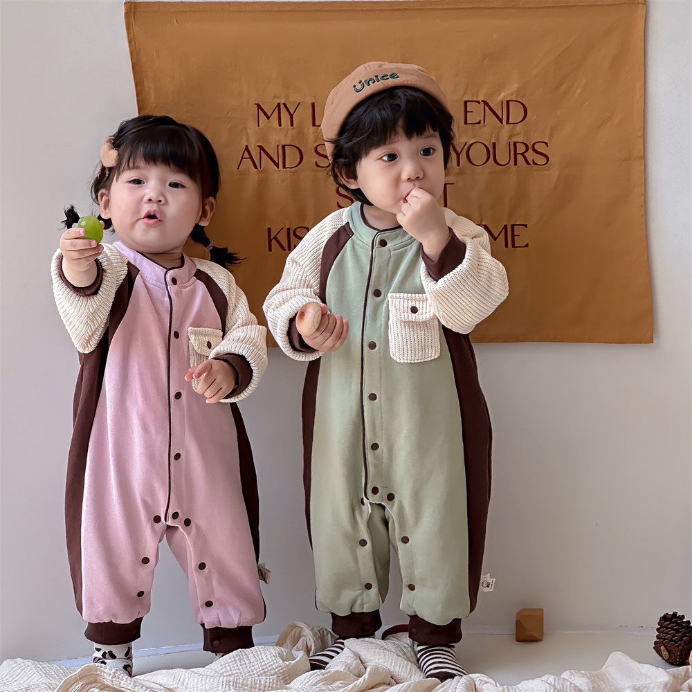 Ropa de bebé, ropa de otoño, mameluco 2024, hermano y hermana de Maillard, traje de una pieza, traje de escalada, ropa de bebé de un año