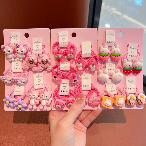 Strawberry Bear children's head-tying rubber band high-elastic headband cute baby hair band headband princess hair accessories